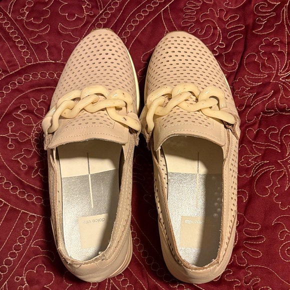 Dolce Vita Shoes - Dolce Vita Beige Perforated Loafers with Chain Detail